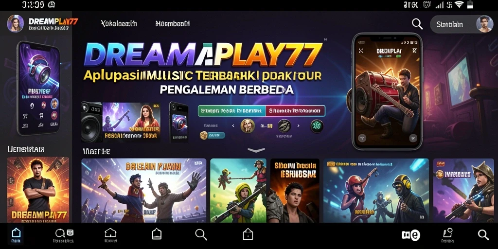 Screenshot DREAMPLAY77 menunjukkan pengalaman mendengarkan musik yang menyenangkan.