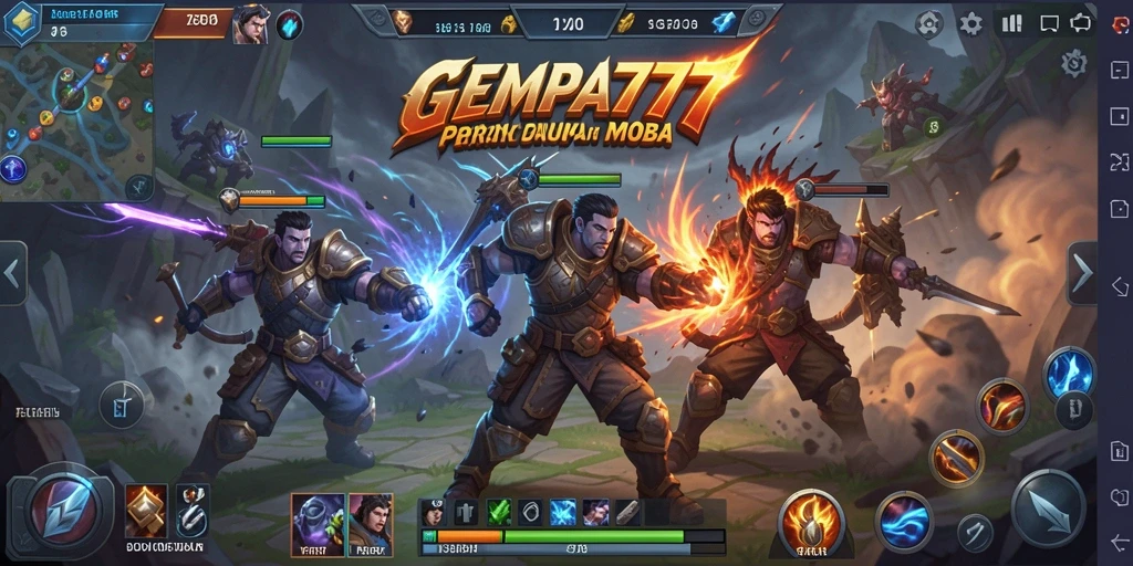 Tampilan pertarungan intens di arena MOBA GEMPA777.