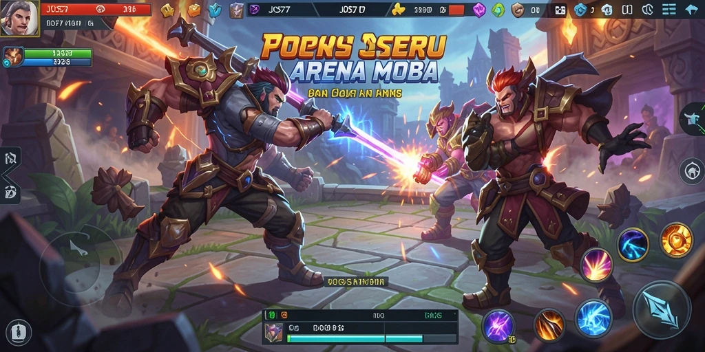 Tampilan action gameplay seru di arena MOBA JOS77.