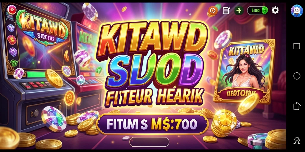 Screenshot permainan KITAWD menampilkan putaran slot yang penuh warna dan fitur bonus.