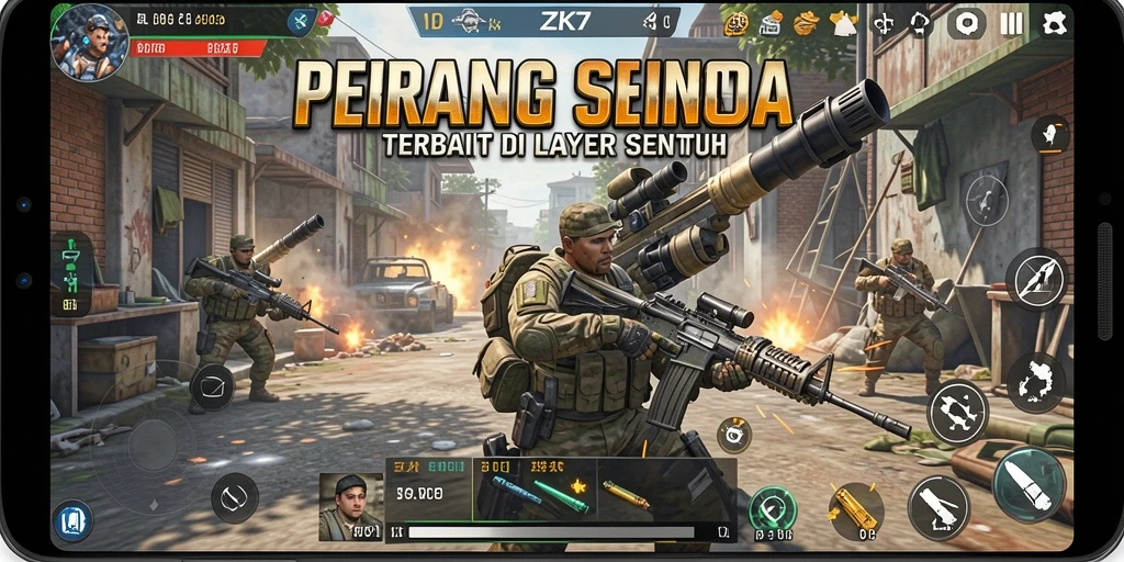 Tampilan gameplay menegangkan dalam ZK7 saat pertempuran melawan musuh.